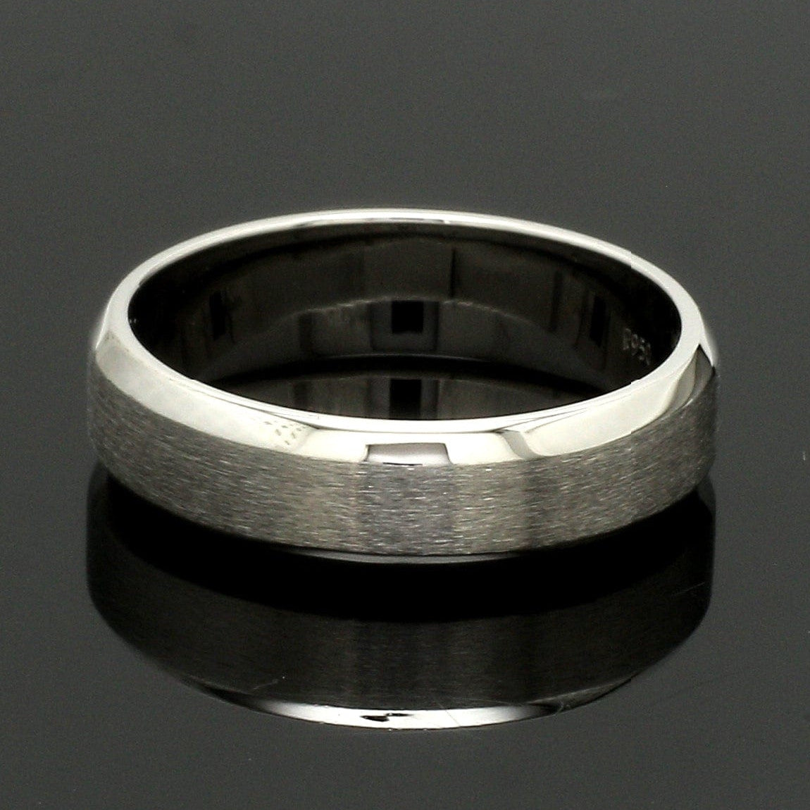 Beveled Edges Plain Platinum Couple Ring JL PT 616 - A Solid