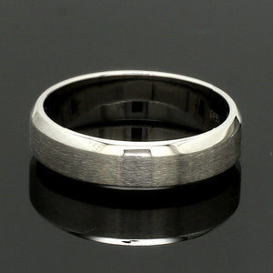 Beveled Edges Plain Platinum Couple Ring JL PT 616 - A Solid