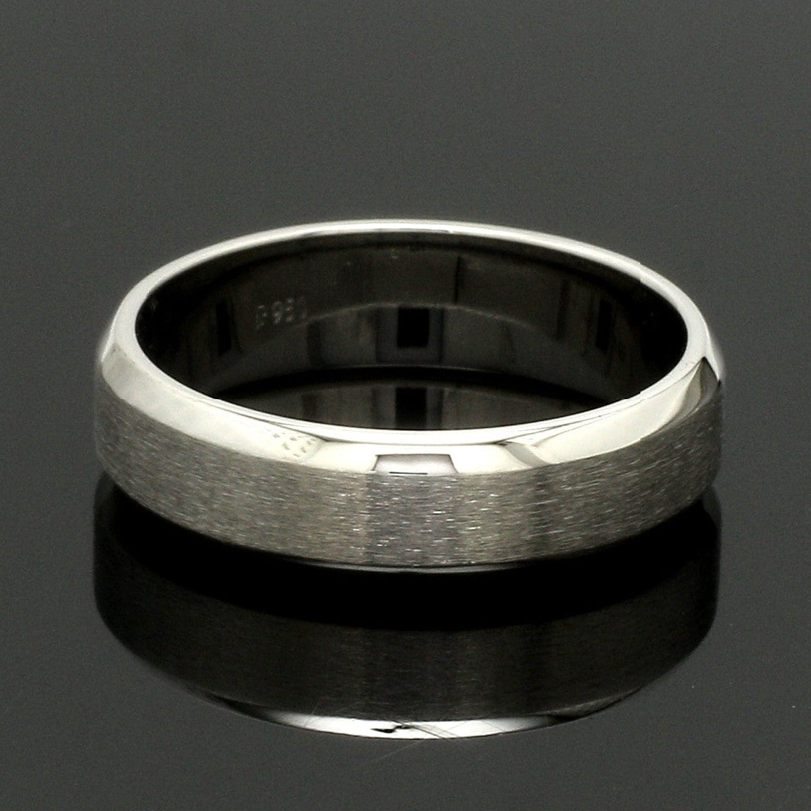 Beveled Edges Plain Platinum Couple Ring JL PT 616 - A Solid