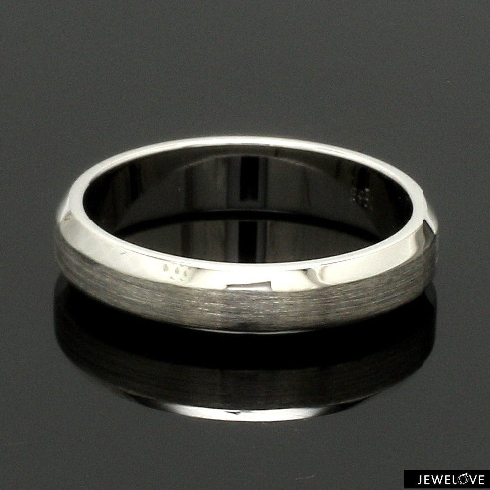 Beveled Edges Plain Platinum Couple Ring JL PT 616 - A Solid