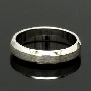 Beveled Edges Plain Platinum Couple Ring JL PT 616 - A Solid