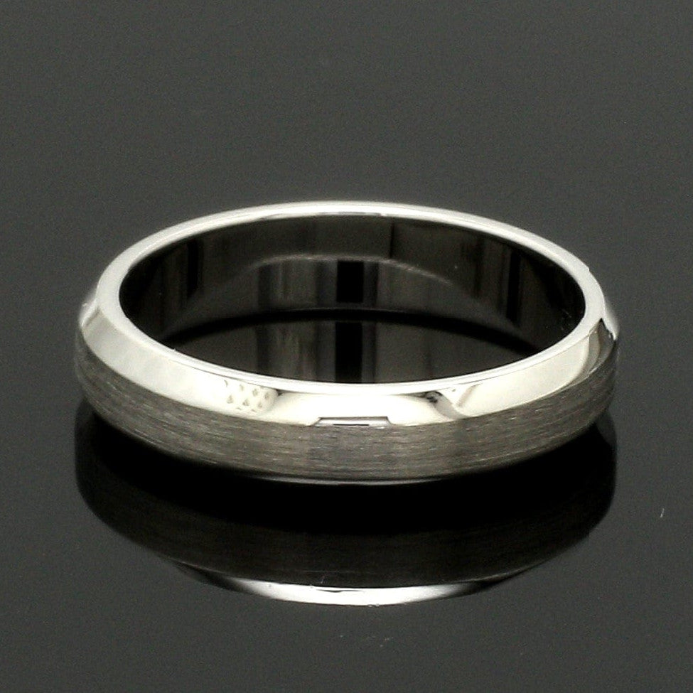 Beveled Edges Plain Platinum Couple Ring JL PT 616 - A Solid