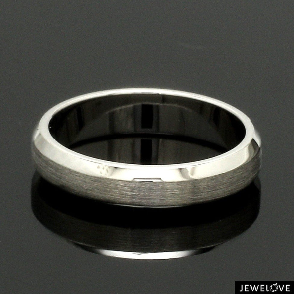 Beveled Edges Plain Platinum Couple Ring JL PT 616 - A Solid