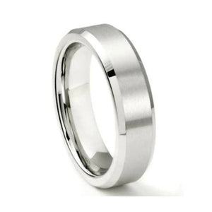 Beveled Edges Plain Platinum Ring for Men JL PT 616