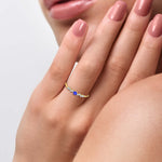 Load image into Gallery viewer, Blue Sapphire Platinum Diamond Engagement Ring JL PT LR 7003
