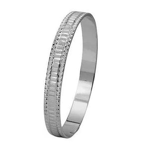 Broad Platinum Bangle with Princess cut Diamond-style SJ PT 311