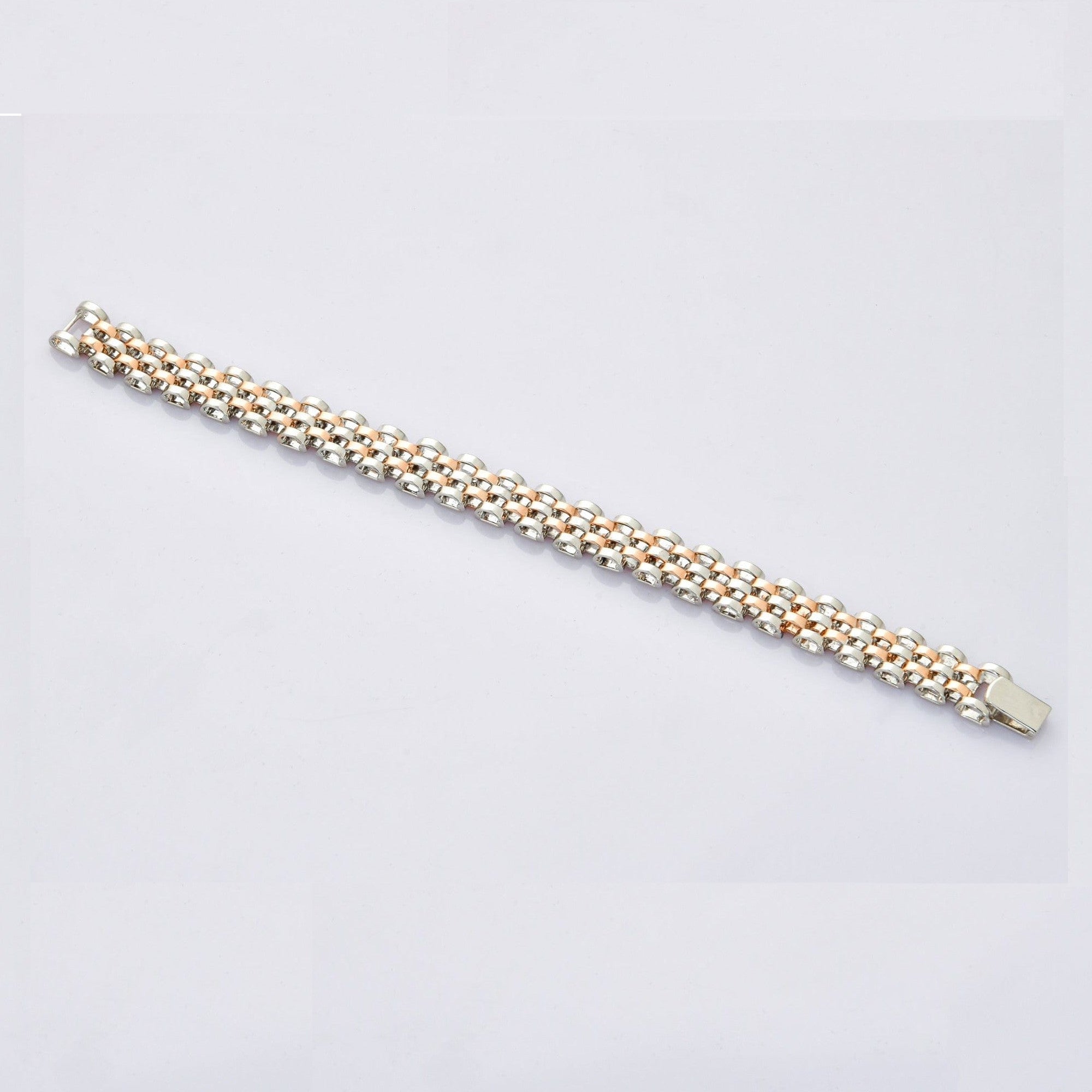 Broad Platinum & Rose Gold Bracelet for Men JL PTB 708