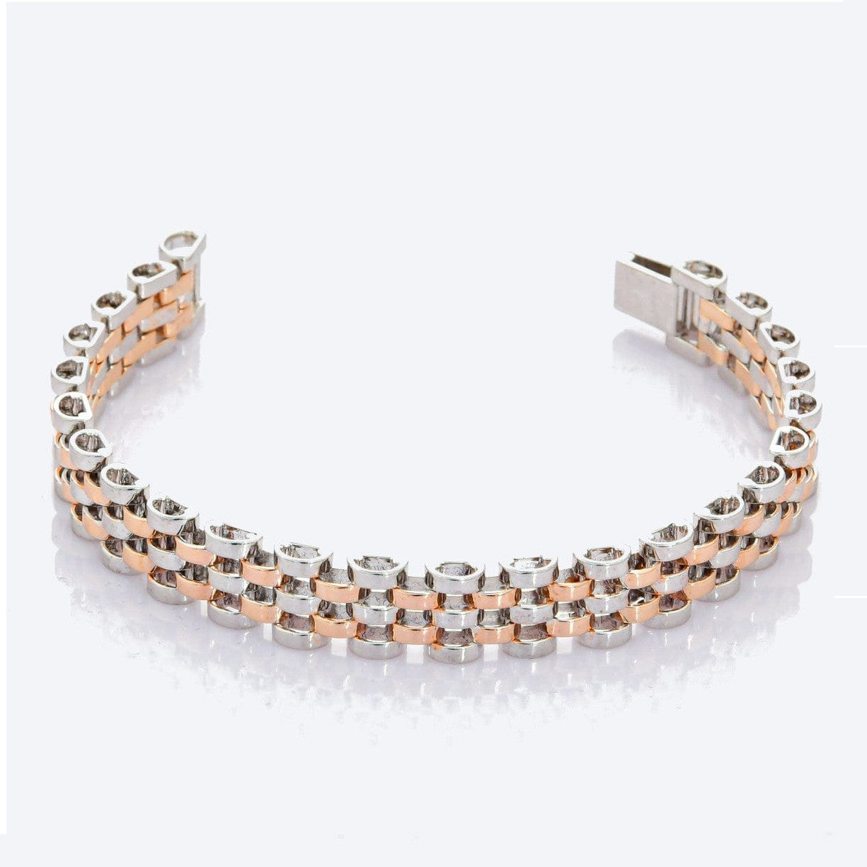 Broad Platinum & Rose Gold Bracelet for Men JL PTB 708