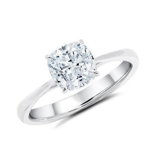 Classic 4 Prong Platinum Cushion Cut Solitaire Ring