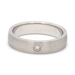 Classic Matte Finish Single Diamond Platinum Ring JL PT 679