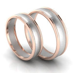 Load image into Gallery viewer, Classic Plain Platinum Couple Rings With a Rose Gold Border JL PT 633
