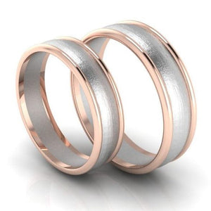 Classic Plain Platinum Couple Rings With a Rose Gold Border JL PT 633