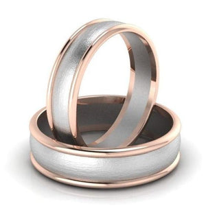 Classic Plain Platinum Couple Rings With a Rose Gold Border JL PT 633