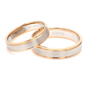 Classic Plain Platinum Couple Rings With a Rose Gold Border JL PT 633