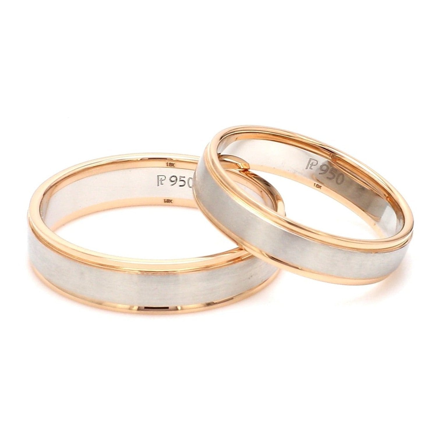 Classic Plain Platinum Couple Rings With a Rose Gold Border JL PT 633