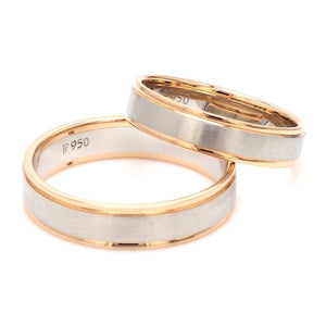 Classic Plain Platinum Couple Rings With a Rose Gold Border JL PT 633