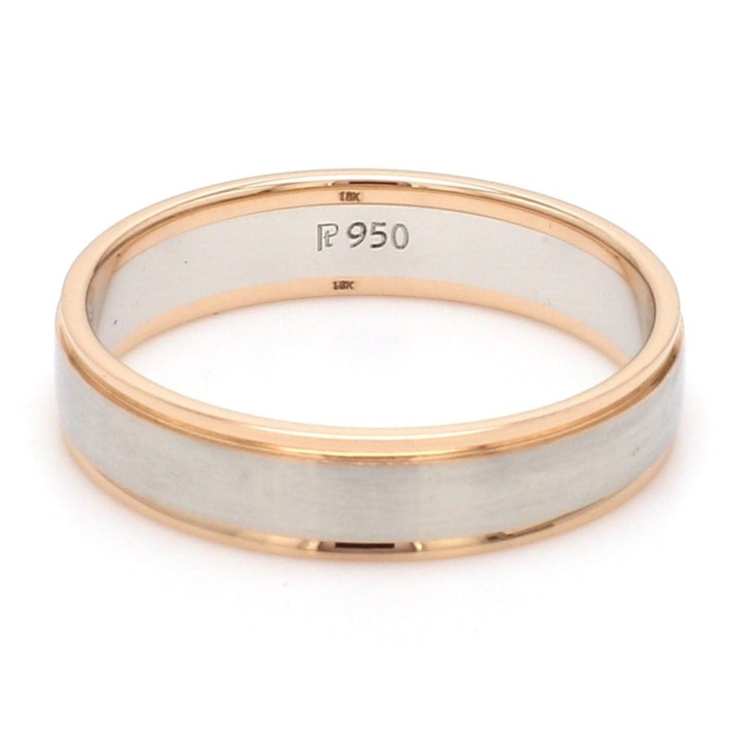 Classic Plain Platinum Couple Rings With a Rose Gold Border JL PT 633