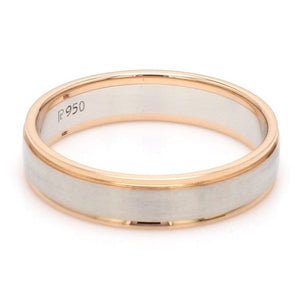 Classic Plain Platinum Couple Rings With a Rose Gold Border JL PT 633