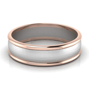 Classic Plain Platinum Couple Rings With a Rose Gold Border JL PT 633