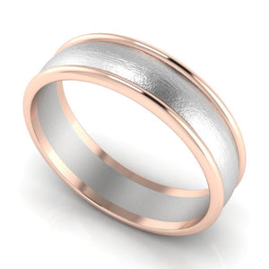 Classic Plain Platinum Couple Rings With a Rose Gold Border JL PT 633