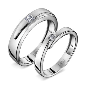 Conjoining Platinum Rings for Couples with Single Diamonds JL PT 599