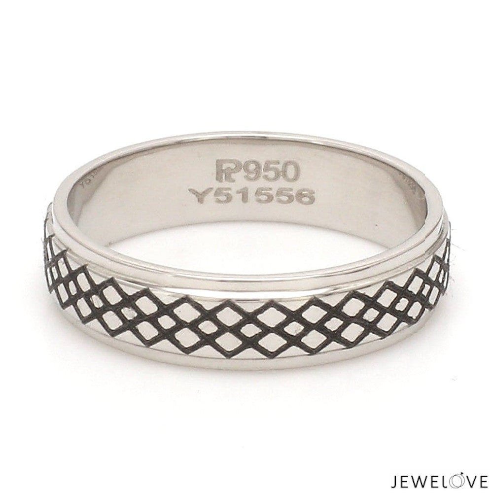 Criss-cross Pattern with Enamel Platinum Unisex Ring JL PT 5945-A