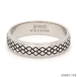 Criss-cross Pattern with Enamel Platinum Unisex Ring JL PT 5945-A