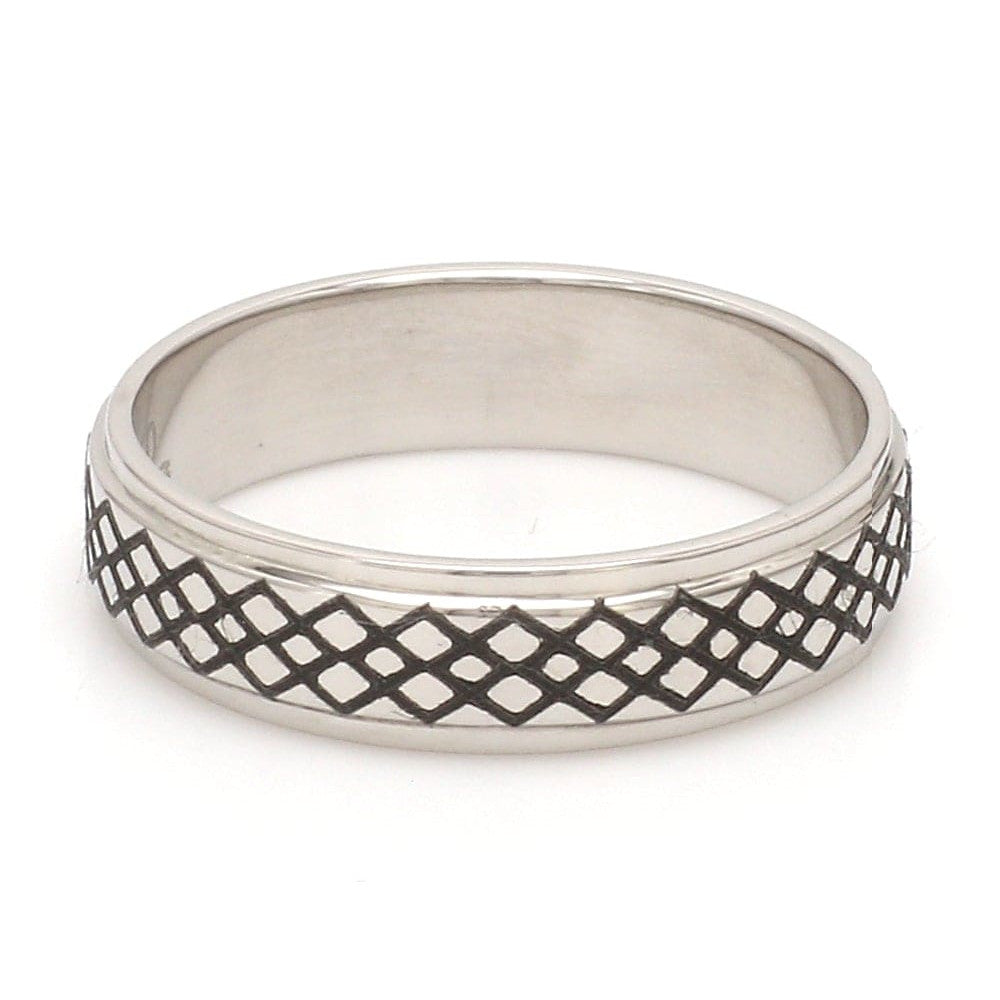 Criss-cross Pattern with Enamel Platinum Unisex Ring JL PT 5945-A