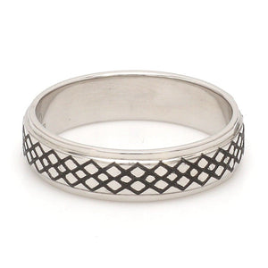 Criss-cross Pattern with Enamel Platinum Unisex Ring JL PT 5945-A