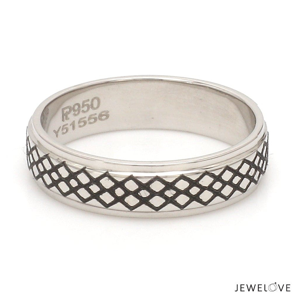 Criss-cross Pattern with Enamel Platinum Unisex Ring JL PT 5945-A