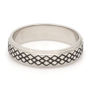 Criss-cross Pattern with Enamel Platinum Unisex Ring JL PT 5945-A