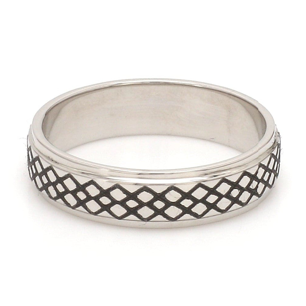 Criss-cross Pattern with Enamel Platinum Unisex Ring JL PT 5945-A