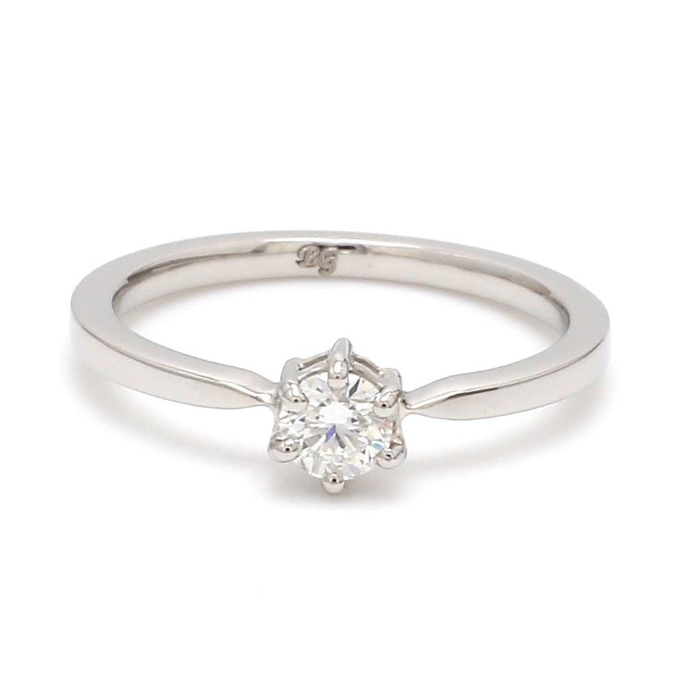 25 Pointer Basket 6 Prong Solitaire Ring made in Platinum SKU 0012-A