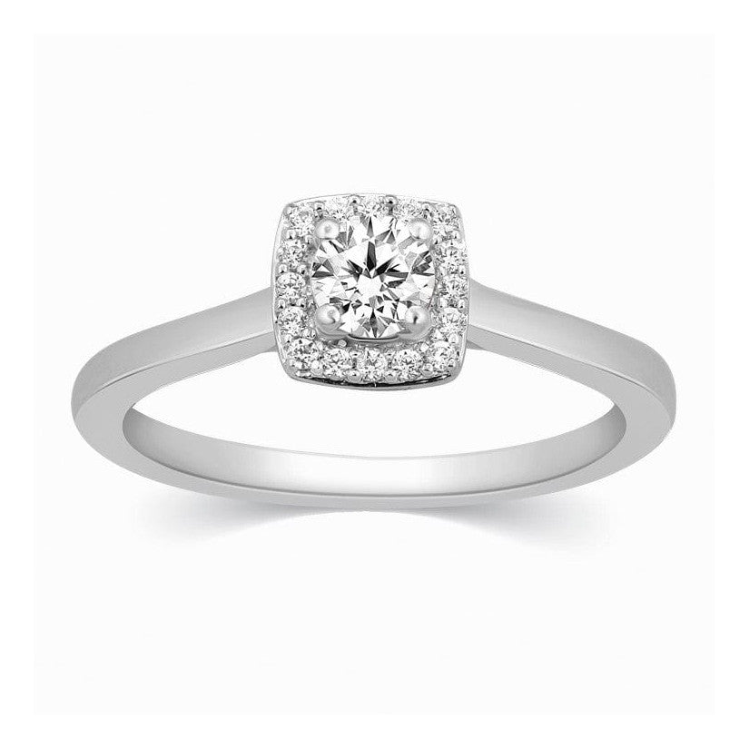 30-Pointer Square Halo Diamond Platinum Engagement Ring JL PT 325 -