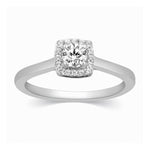 Load image into Gallery viewer, 30-Pointer Square Halo Diamond Platinum Engagement Ring JL PT 325 -
