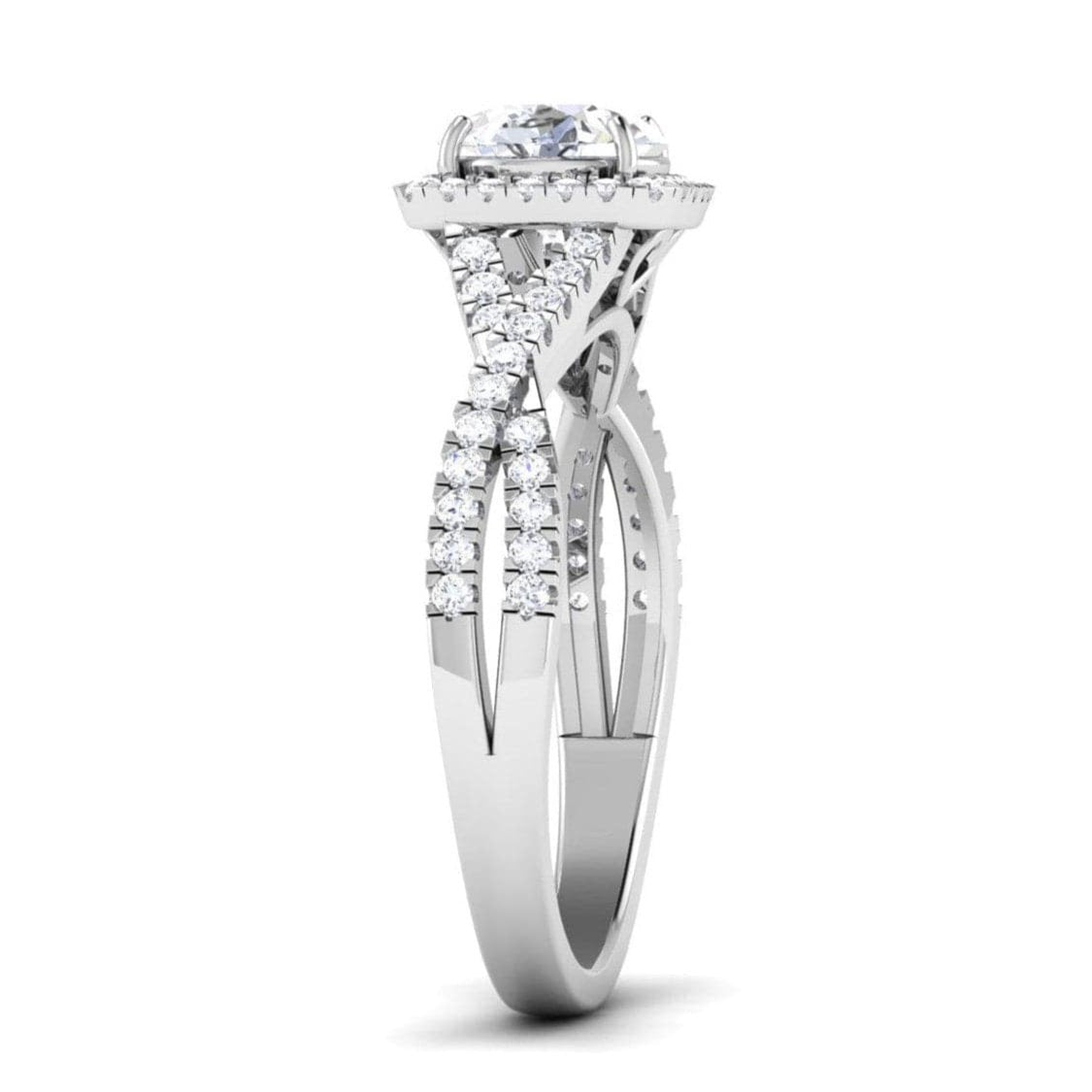 30-Pointer Halo Solitaire Platinum Engagement Ring JL PT 499-A