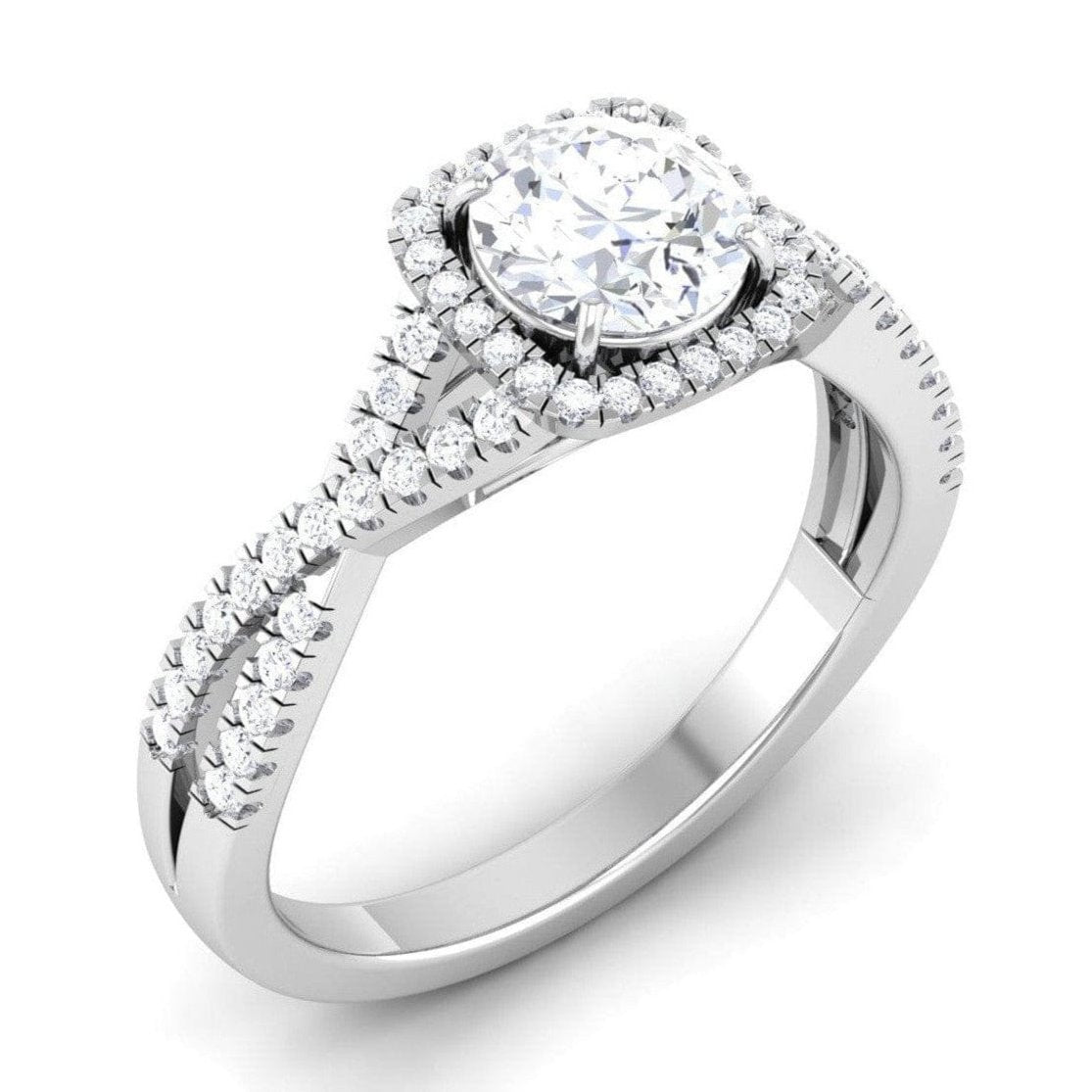 30-Pointer Halo Solitaire Platinum Engagement Ring JL PT 499-A