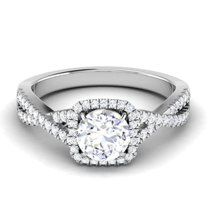 30-Pointer Halo Solitaire Platinum Engagement Ring JL PT 499-A