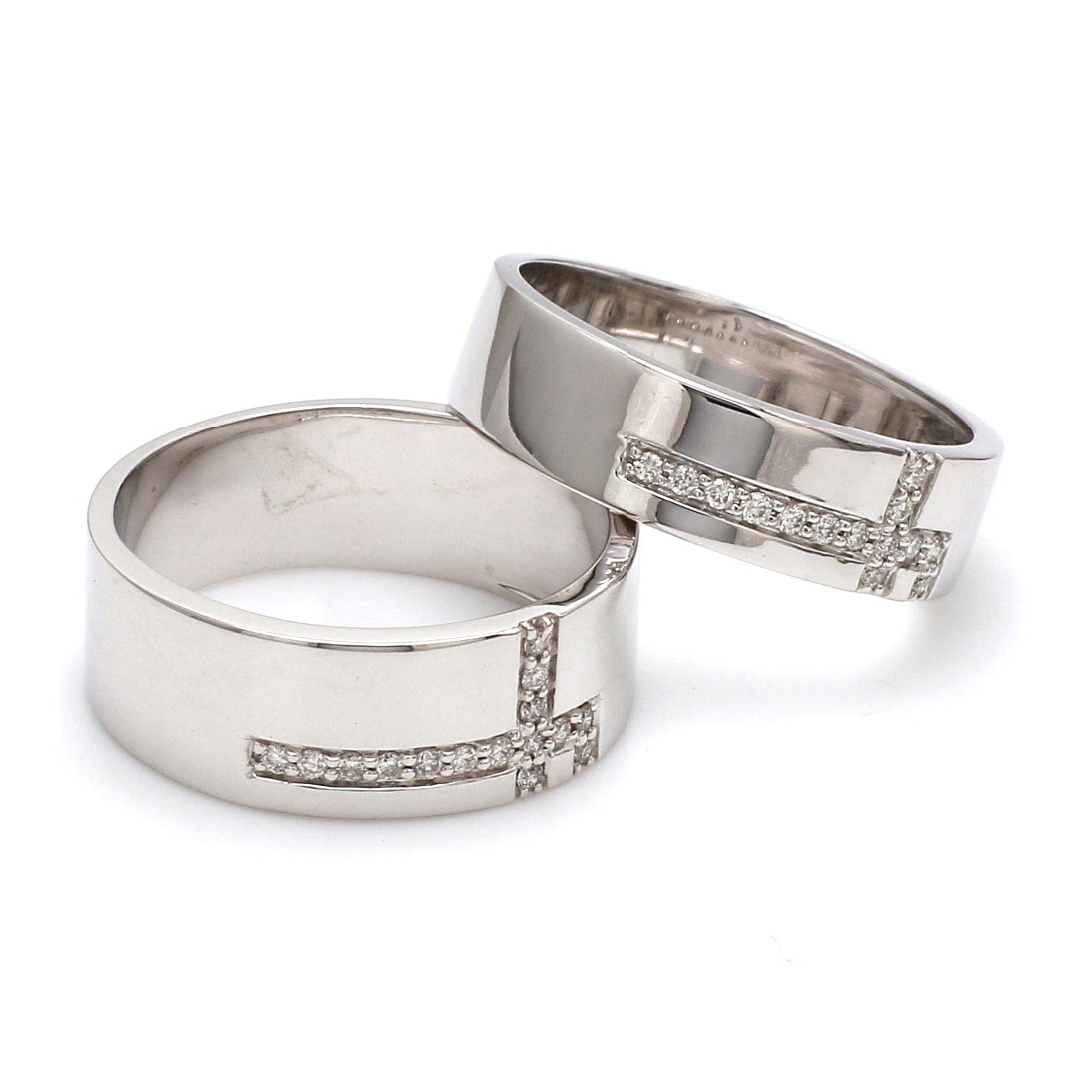 Designer Platinum Love Bands with Diamonds JL PT 162