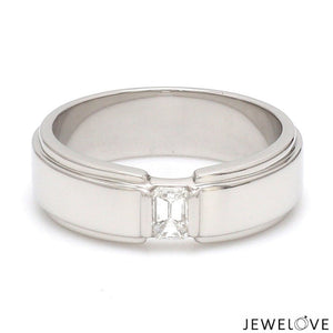 Emerald Cut Diamond Platinum Hi-Polish Ring for Men JL PT 1239