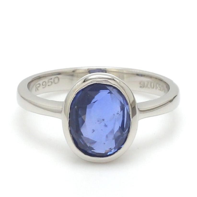 Customised Natural Blue Sapphire Platinum Astrology Ring for Rashi JL PT 1147