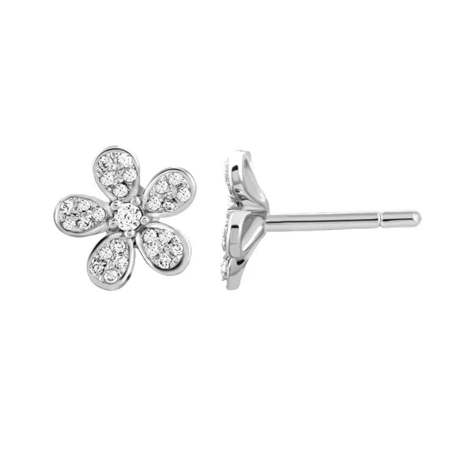 Cute Flowery Platinum Earrings with Diamonds JL PT E 158