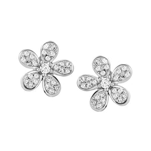 Cute Flowery Platinum Earrings with Diamonds JL PT E 158