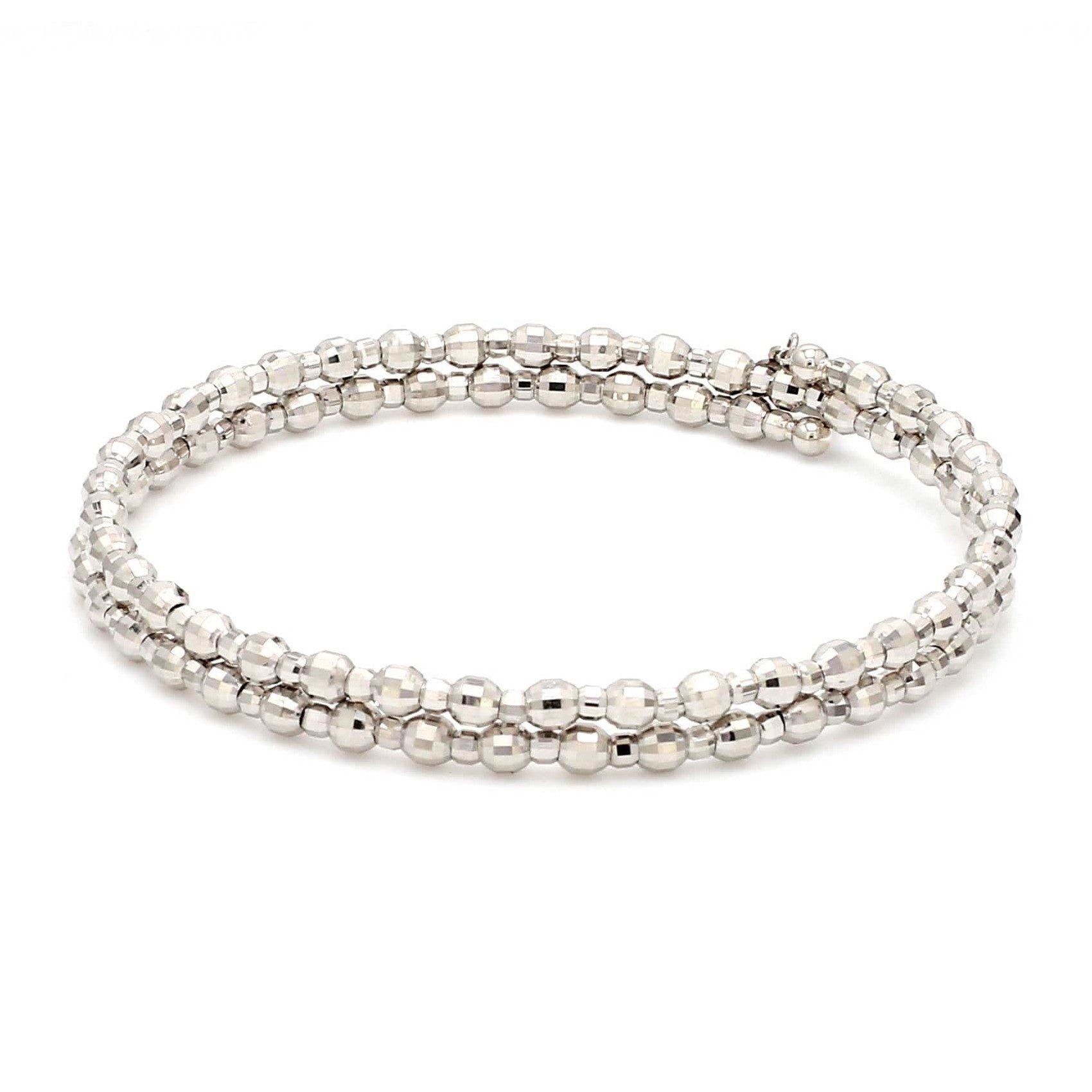 Dazzling Shiny 2-row Japanese Platinum Bracelet for Women with Diamond Cut Balls JL PTB 722