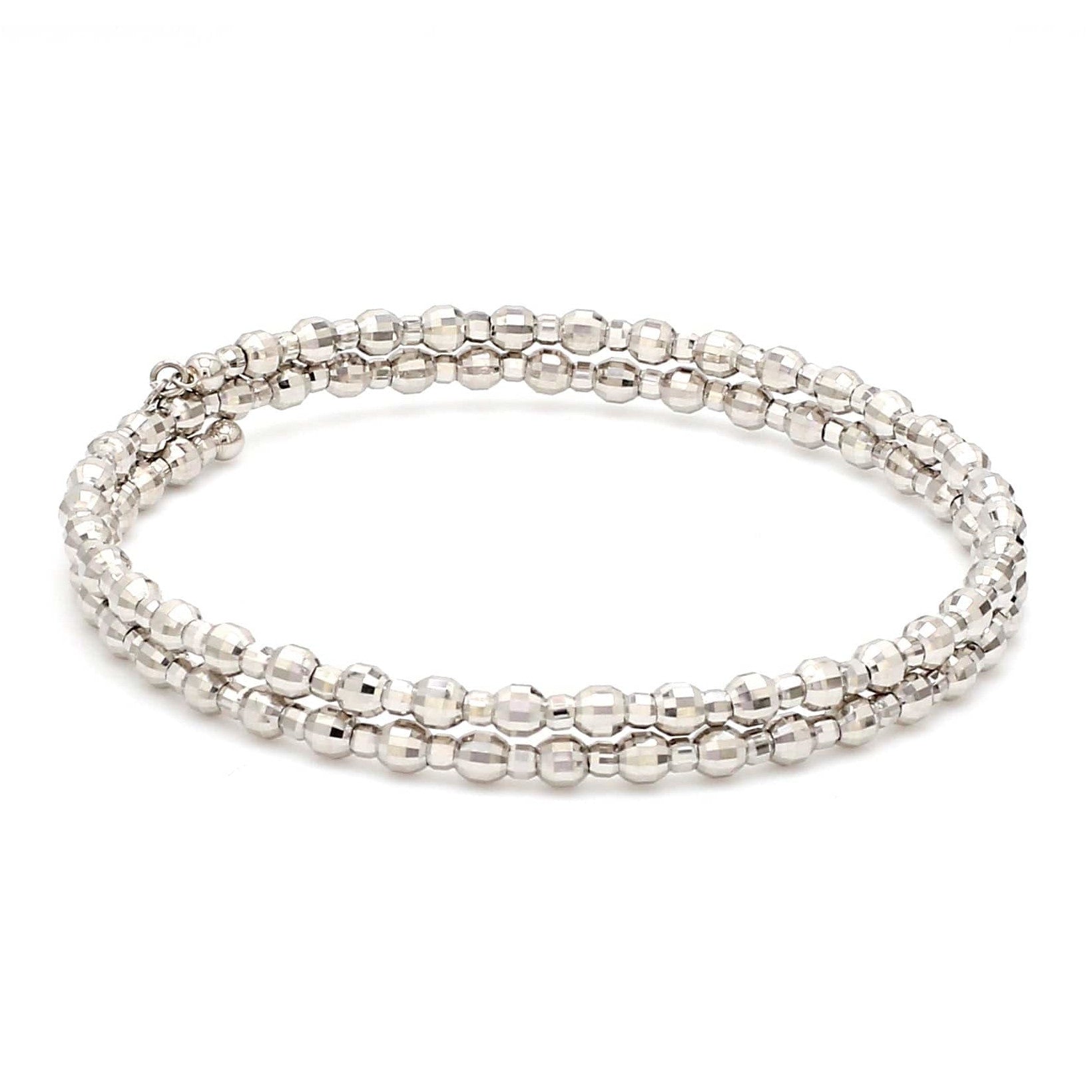 Dazzling Shiny 2-row Japanese Platinum Bracelet for Women with Diamond Cut Balls JL PTB 722