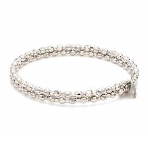 Dazzling Shiny 2-row Japanese Platinum Bracelet for Women with Diamond Cut Balls JL PTB 722