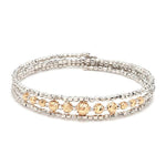 Load image into Gallery viewer, Dazzling Shiny 3-row Flexible Japanese Platinum &amp; Rose Gold Bracelet for Women JL PTB 724
