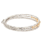 Load image into Gallery viewer, Dazzling Shiny 3-row Flexible Japanese Platinum &amp; Rose Gold Bracelet for Women JL PTB 724
