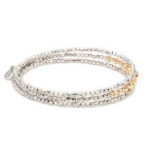 Dazzling Shiny 3-row Flexible Japanese Platinum & Rose Gold Bracelet for Women JL PTB 724