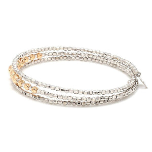 Dazzling Shiny 3-row Flexible Japanese Platinum & Rose Gold Bracelet for Women JL PTB 724